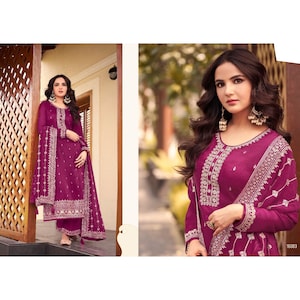 Festival Party Wear Designer Shalwar Kameez Dupatta Dresses Indian Women's Wear Heavy Embroidery Worked Beautiful Straight Palazzo-Pant Suit