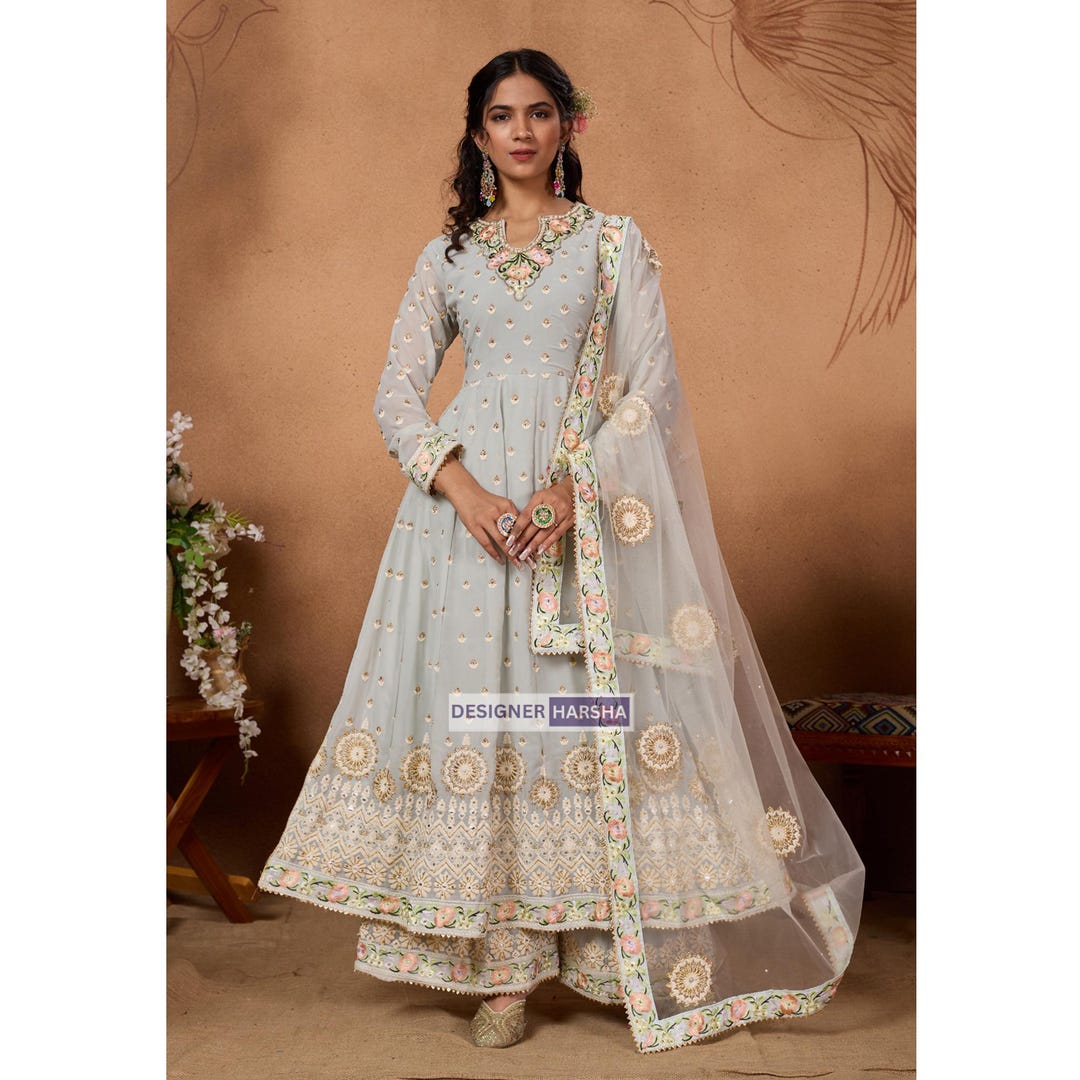 Beau Créateur Fantaisie Salwar Kameez Palazzo Costumes Pakistanais Indiens V%c3%aatements