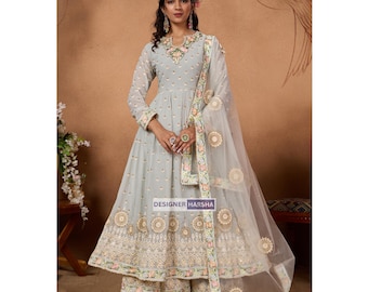 Authentic Indian Clothes, Salwar Kameez Plazzo Suit, Pakistani Islamic Wedding Guest Dress