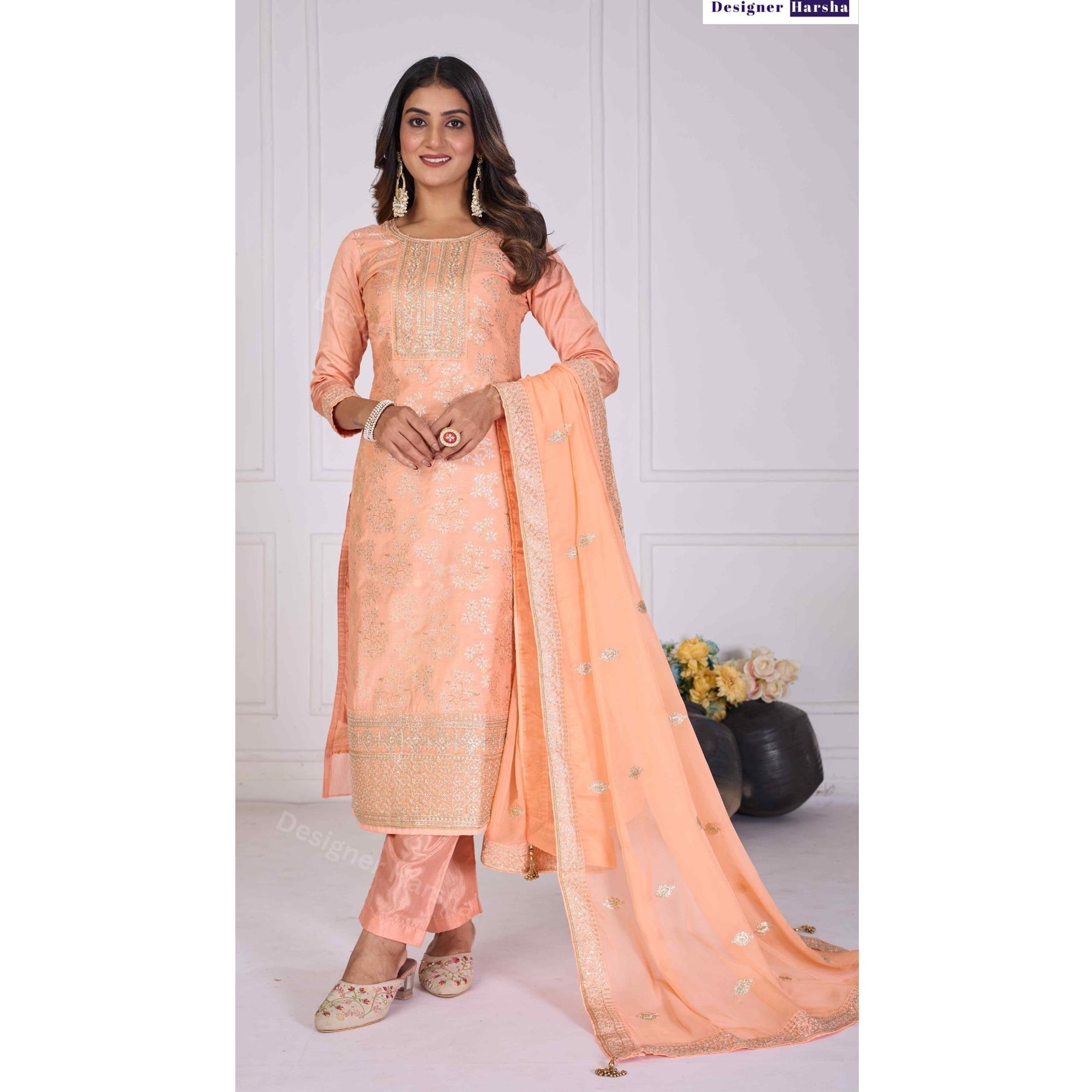 knee length dresses for ladies White/Orange Silk Punjabi Bhangra Dance Dress