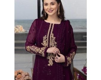 Beautiful Designer Salwar Kameez Pant Suits Heavy Embroidery Work Pakistani Wedding Party Wear Shalwar Kameez Dupatta Dress for Women's Wear