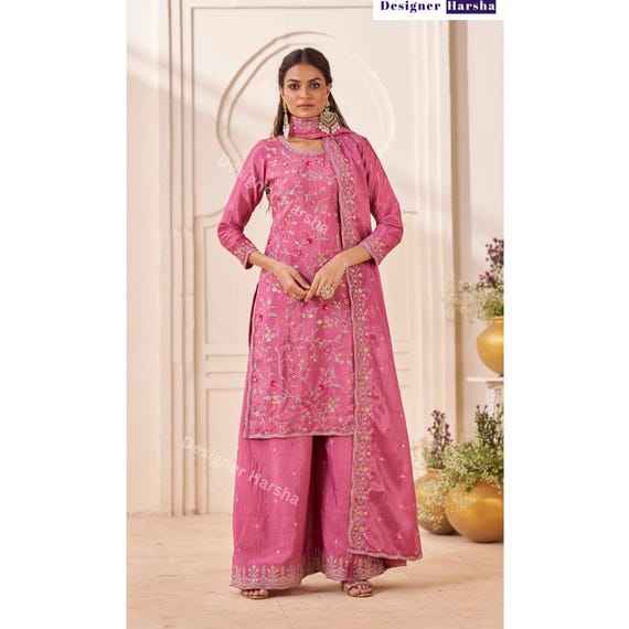 Punjabi Silk Plazo Dress Salwar Kameez Palazzo Suit For Women, Indian  Ladies Wear Dress Indian, Punjabi Modern Desi Store Near Me, Eid Special  Pakistani Dress