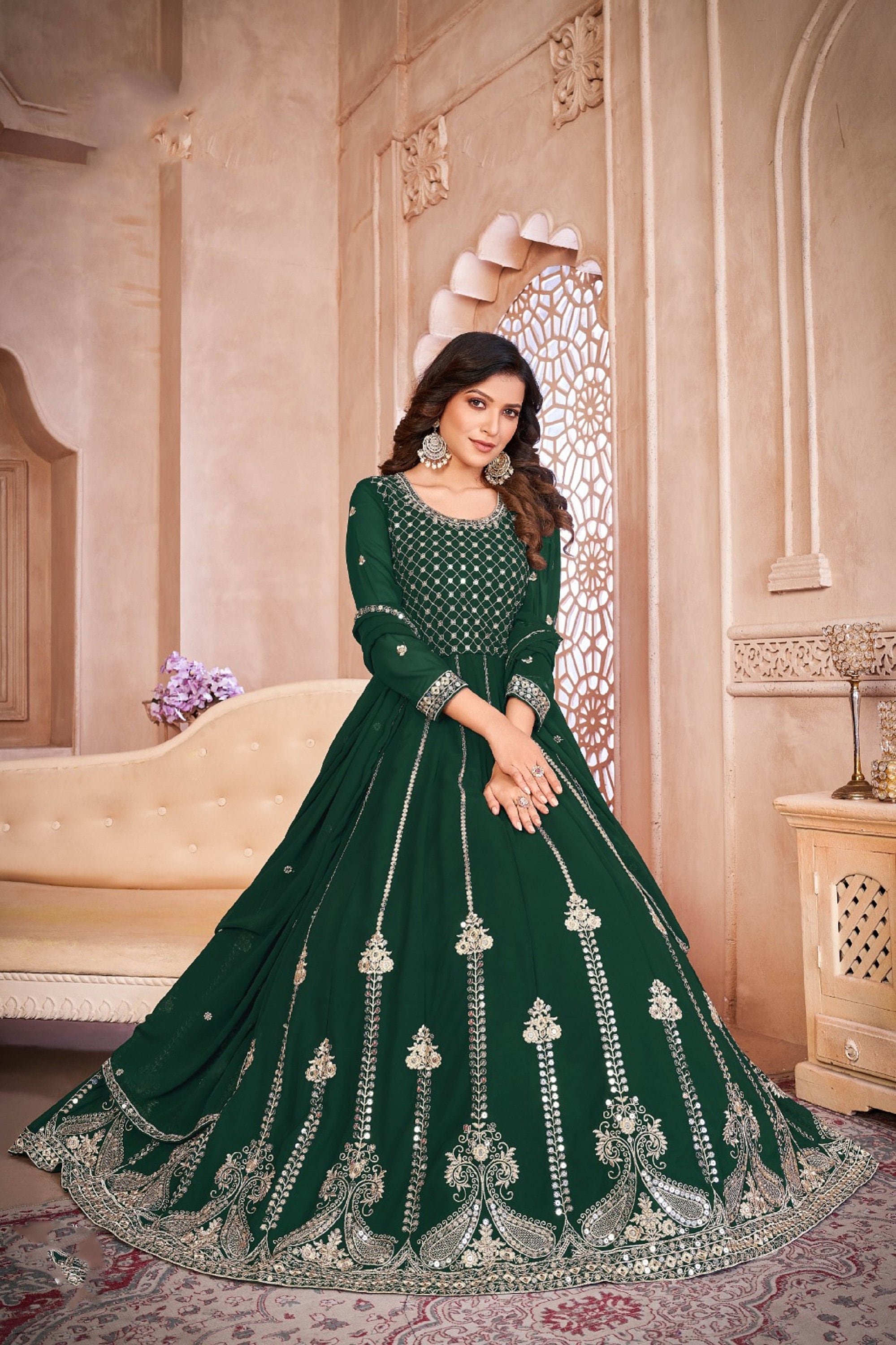 Stunning Long Anarkali Gown with Dupatta | Rayon Fabric | 3/4 Sleeves –  akr94glamour.com