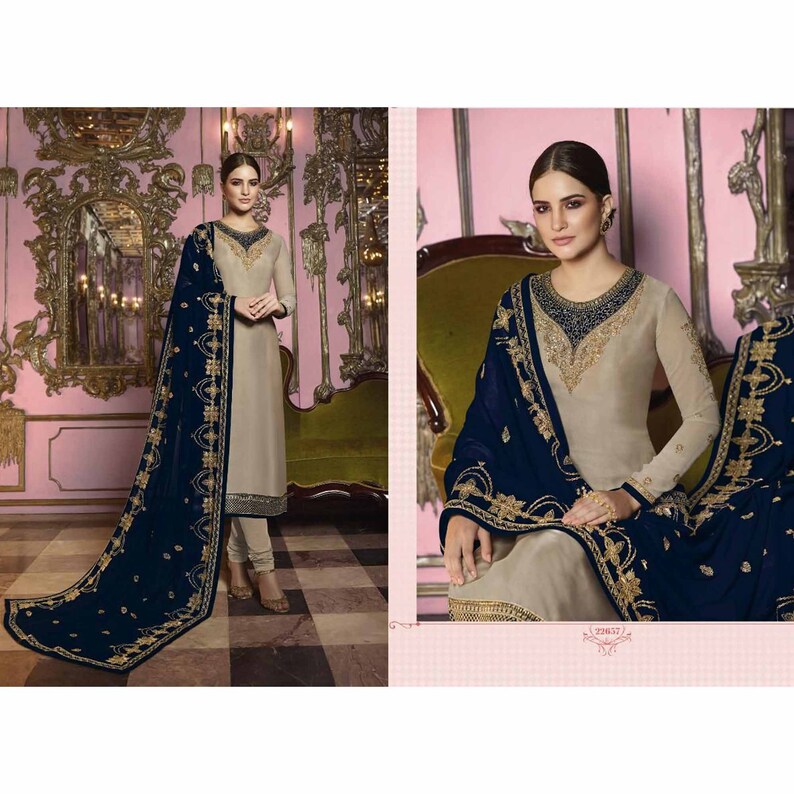 Stitched Indian Pakistani Eid Special Bollywood New Designer Party Wedding Wear Long Straight Salwar Kameez Suits With Georgette Dupatta