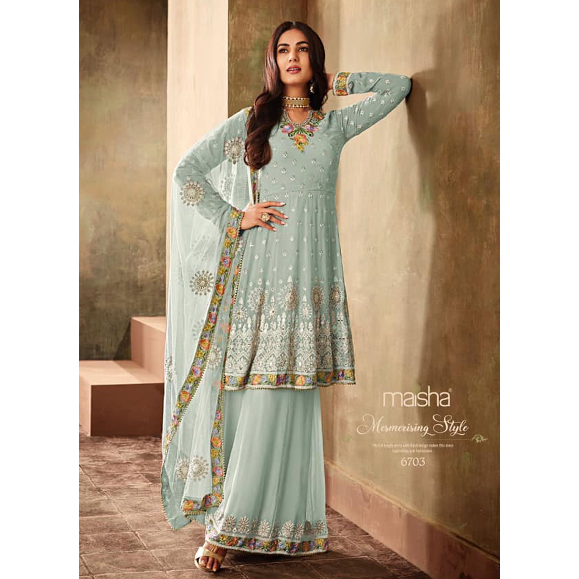 Long Anarkali Sharara Suits ...