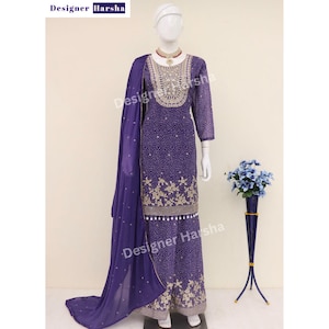 Pakistani Heavy Work Sharara-Gharara, Indian Designer Shalwar Kameez, Diwali Festival Wedding Wear Kurti Palazzo Suit, Wedding Guest Dresses