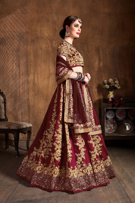 Red-maroon Color Lehenga Choli 