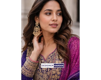 Special Occasion wear Embroidered Chinon Salwar Kameez Palazzo Suit , Indian Ethnic wear Dresses