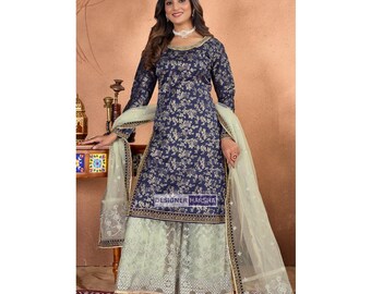 Punjabi Indian Wedding wear Dresses, Eid Special Pakistani Dress, Jacquard Salwar Kameez Plazzo Suit