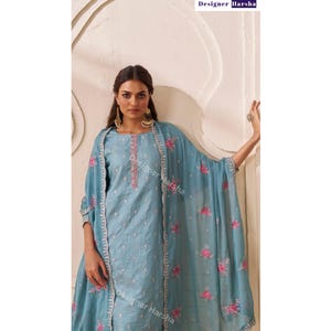 Pakistani Wedding wear Outfit, Silk Salwar Kameez Set, Indian Embroidery Dresses image 1
