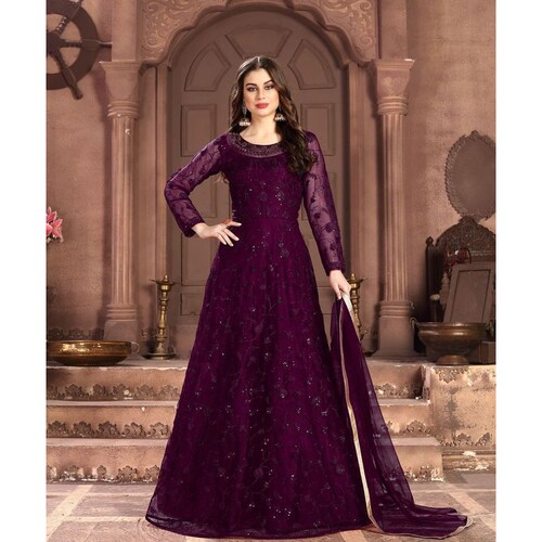 Hand Embroidered Thread Worked Anarkali 