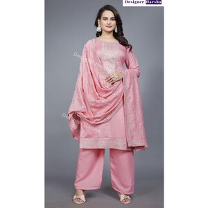 Pakistani Wedding Outfit, Pink Salwar Kameez Plazzo, Embroidery Indian Dress