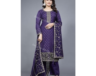Embroidered Indian Designer Wedding Outfit, Ready to wear Salwar Kameez with Dupatta Dress