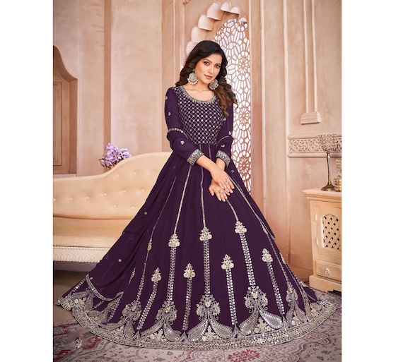 Sage Gray Designer Heavy Embroidered Net Wedding Anarkali Gown | Anarkali  gown, Bridal anarkali, Pakistani wedding dress