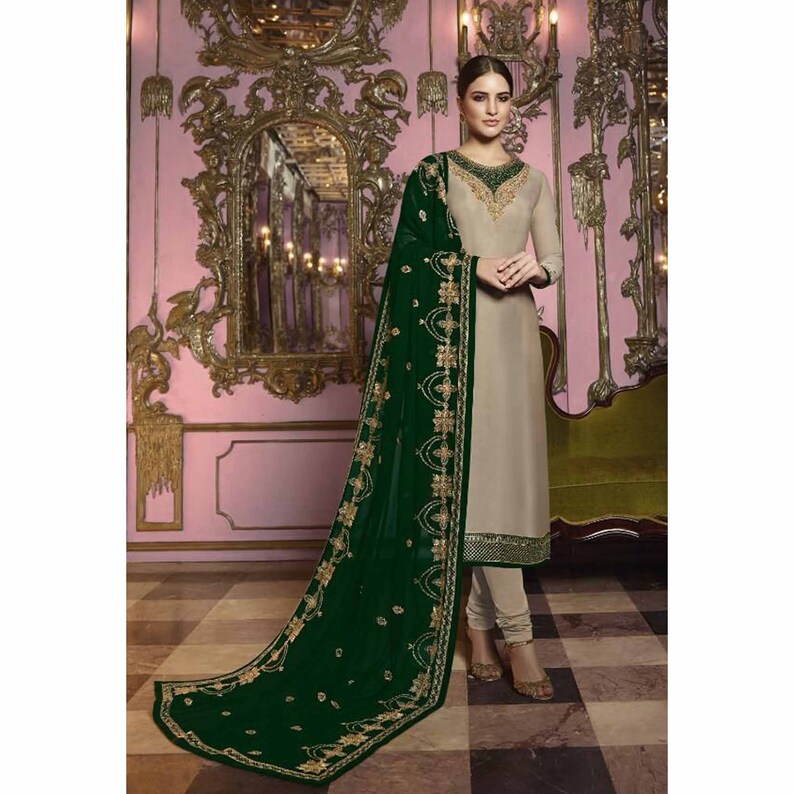 Stitched Indian Pakistani Eid Special Bollywood New Designer Party Wedding Wear Long Straight Salwar Kameez Suits With Georgette Dupatta