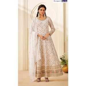 Indian Anarkali Suits for Evening Party, Anarkali Suit with Dupatta, Stitched Anarkali Gown, Long Anarkali Dresses, Indian Engagement Outfit