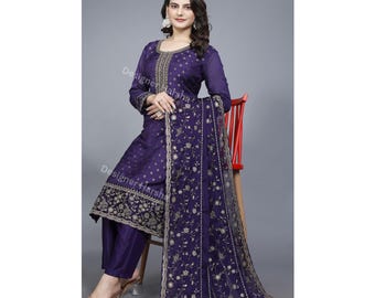 Embroidered Indian Designer Wedding Outfit, Ready to wear Salwar Kameez with Dupatta Dress