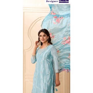 Embroidered Chinon Shalwar Kameez for Women, Pakistani Style Suit, Ladies Ethnic Party wear Palazzo Suits, Indian Festival Dresses image 3