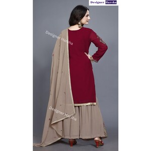 Eid-Ramadan Special Pakistani Dress, Designer Georgette Sharara Gharara Suits, Wedding Guest Dresses image 9