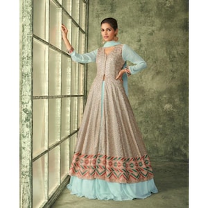 Pink Chinon Silk Anarkali For Indian & Pakistani Wedding Festival - Thread & Sequence Embroidery main image 1