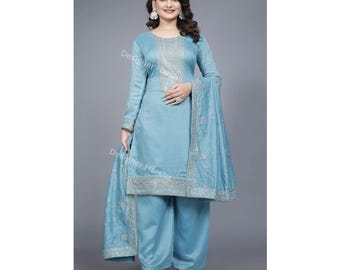 Broderade Punjabi bröllopskläder, pakistansk Salwar Kameez Palazzo-kostym för kvinnor