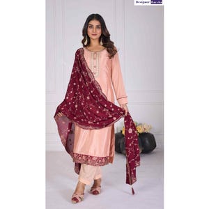 Indian Wedding Guest Clothing, Authentic Indian Clothes, Salwar Kameez Pant Suit by Designer Harsha, Pakistani Online Clothing Store near me