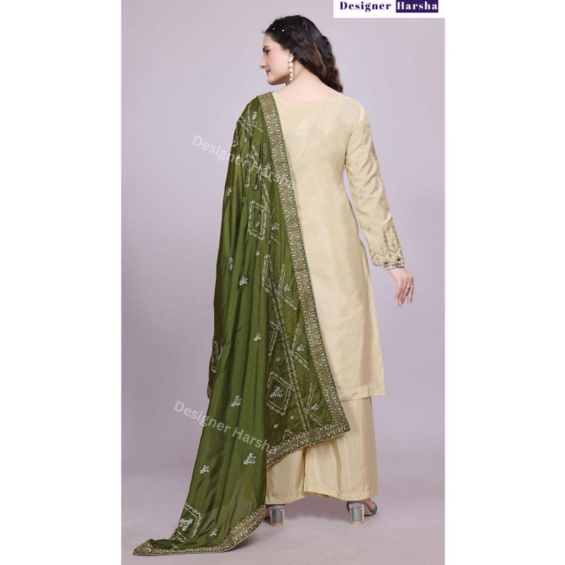 Traditional Ethnic Party wear Outfits, Stitched Punjabi Sangeet wear Dress, Custom Indian Wedding Embroidered Colthing image 11