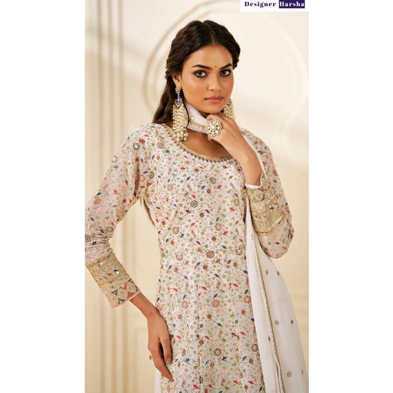 anarkali dress for engagement Multicolor Georgette Engagement Gown Indian Anarkali Suit