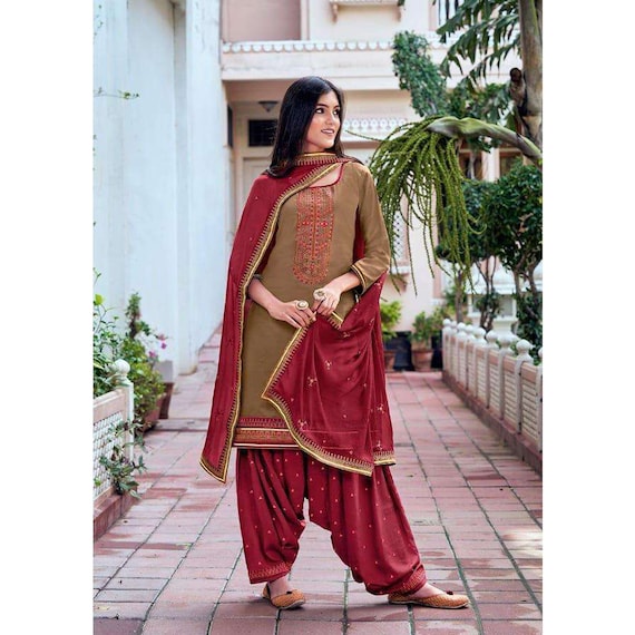 South Asian Women's Wear Punjabi Patiala Suits Embroidery Work