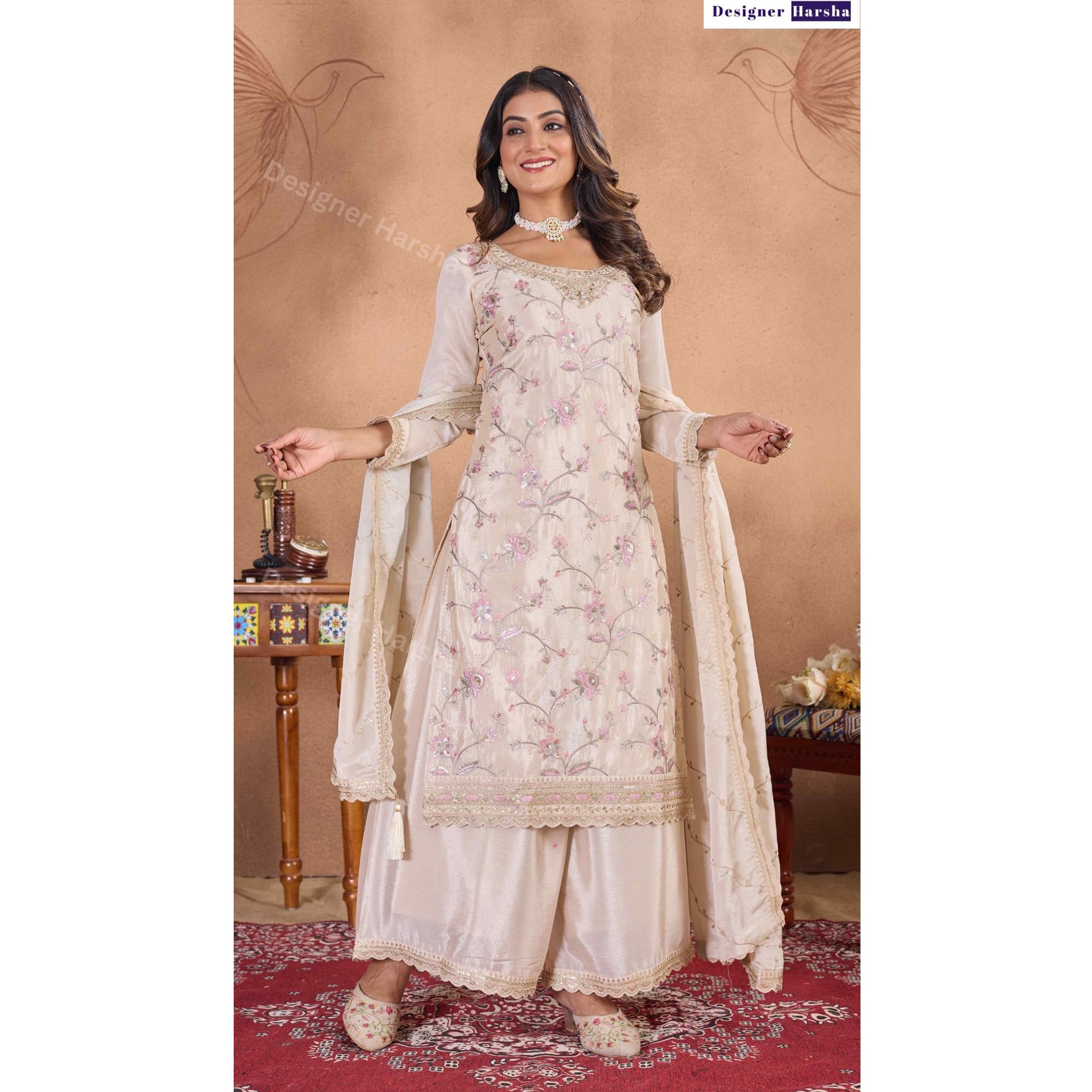 パキスタンの祭り用の豪華な民族衣装 2p ブラック刺繍セットアップ