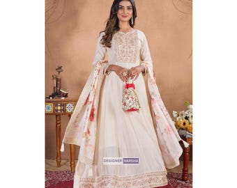 Indian Party Wear Plus Size Wedding Outfit , Anarkali Gown with Dupatta Dress , Eid Wear Long Anarkali Suits