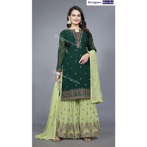 Eid-Ramadan Special Pakistani Dress, Designer Georgette Sharara Gharara Suits, Wedding Guest Dresses Choice - 2
