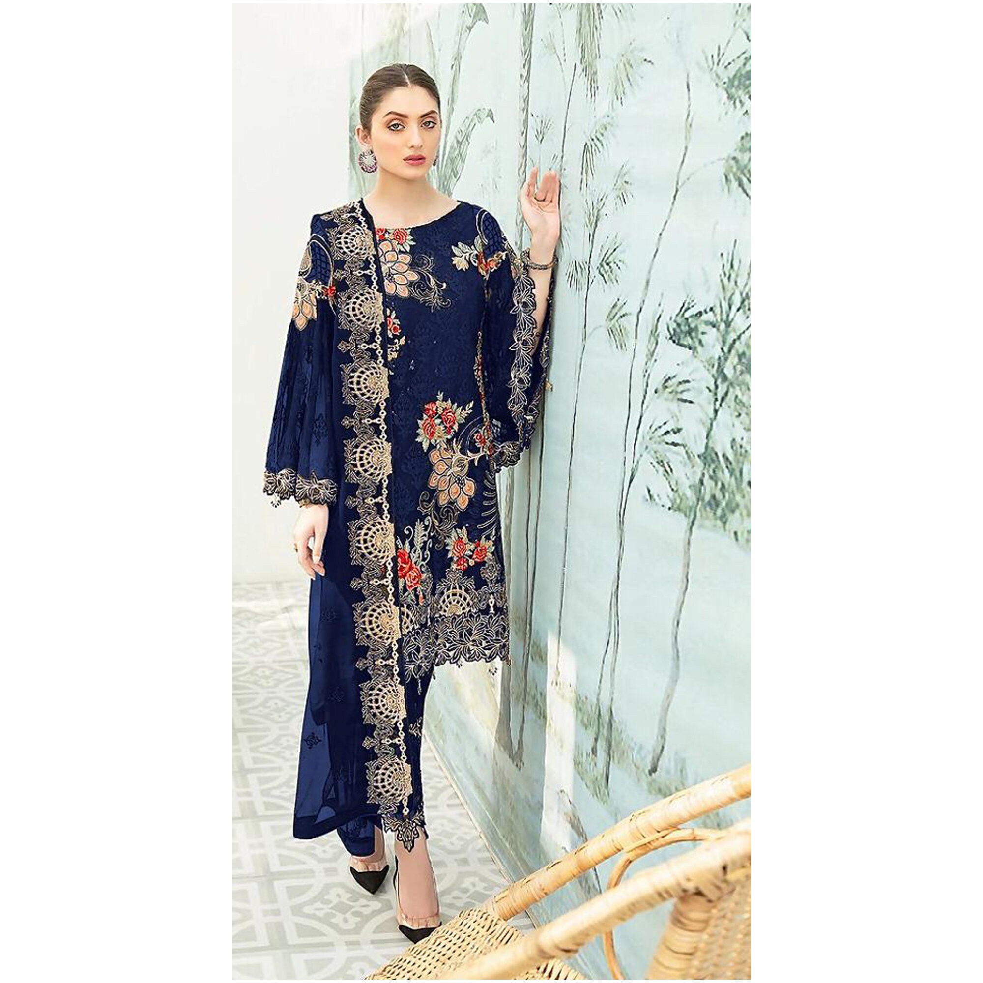 Pakistani Wear Designer Trouser Pant Suits Stitched Embroidery | Etsy