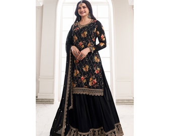 Indian Pakistani Wear Designer Outfits Salwar Kameez Palazzo Suits Heavy Embroidery Worked Wedding Party Wear Beautiful Shalwar Kameez Dress