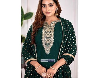 Salwar Kameez de georgette con dupatta, atuendo pakistaní floral, ropa de boda para mujer
