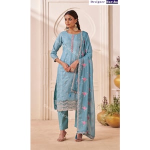 Pakistani Wedding wear Outfit, Silk Salwar Kameez Set, Indian Embroidery Dresses image 2