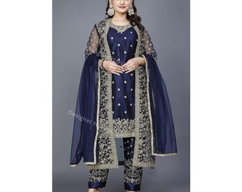 パキスタン民族衣装　Luxury綿ローン　ドレスEmbroidery ティール パキスタン民族衣装 Luxury綿ローン ドレスEmbroidery ティ