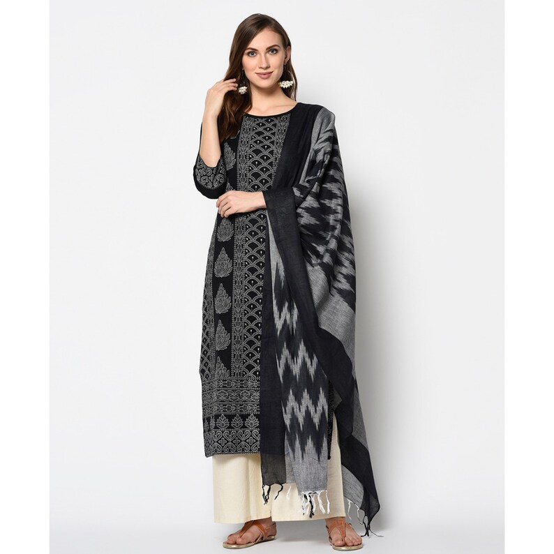 Pure Cotton Fabric Black and White Color Salwar Plazzo Suits Stitched Khadi Printed Trouser Plazo Dress Indian Pakistani Ethnic Wear Dresses
