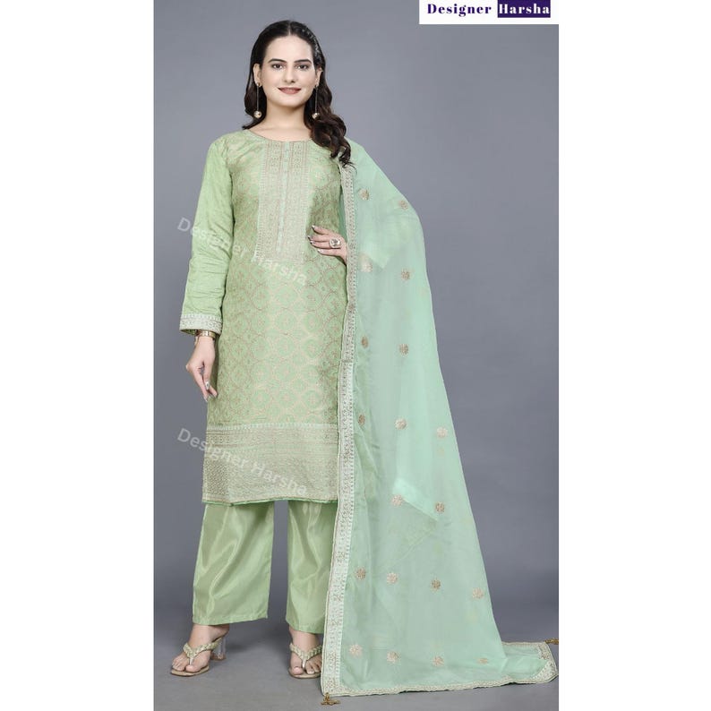 Embroidered Viscose Dola Jacquard Salwar Kameez Pant Suit, Eid Special Pakistani Dresses Choice - 2