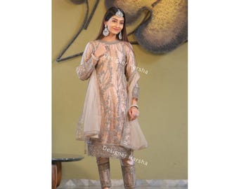 Pakistanische Eid-Ramadan Wear Fertige Salwar Kameez, Gerade Hosenhose, Hochzeitsfeier Kleid Weiblich, Shalwar Kameez für Hochzeitsgast