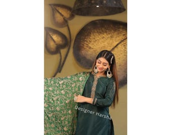 Grüne Salwar Kameez, Satin Seide Indische Kleidung, Shalwar Kameez Banarasi Seidenkleidung, Pakistanische Kleidung, Indische Hochzeit Gast Outfits 2025