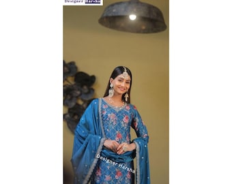 Indian Pakistani Wedding Wear, Embroidered Salwar Kameez Palazzo Suits