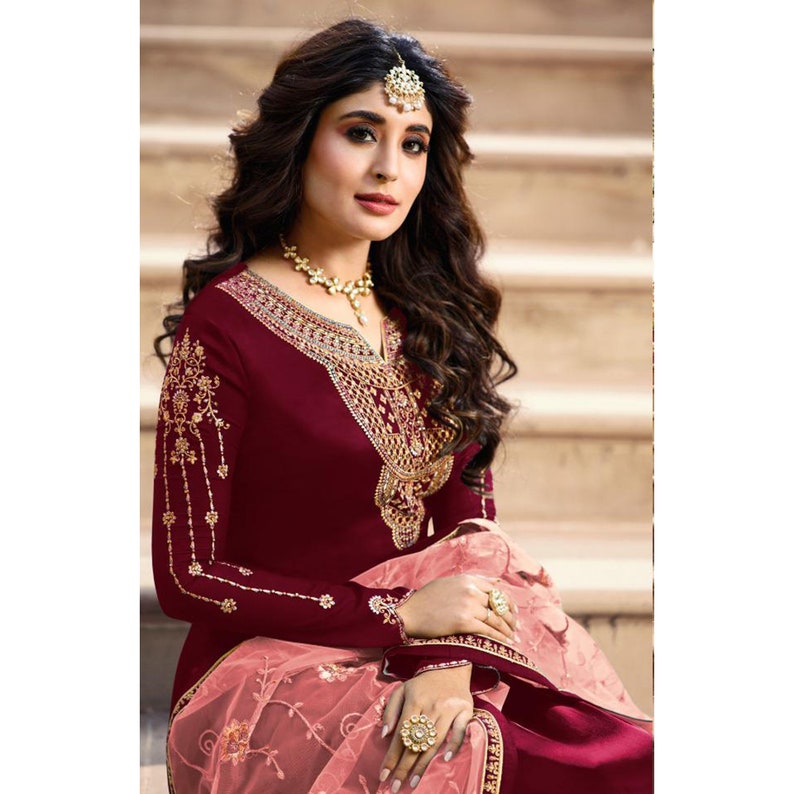 Ed Special Indian Pakistani Designer Stitched Salwar Kameez Suits Satin Georgette Embroidered Worked Wedding Outfits Trouser Salwar Suits