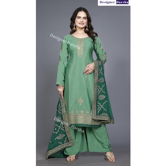 Traditional Ethnic Party wear Outfits, Stitched Punjabi Sangeet wear Dress, Custom Indian Wedding Embroidered Colthing
