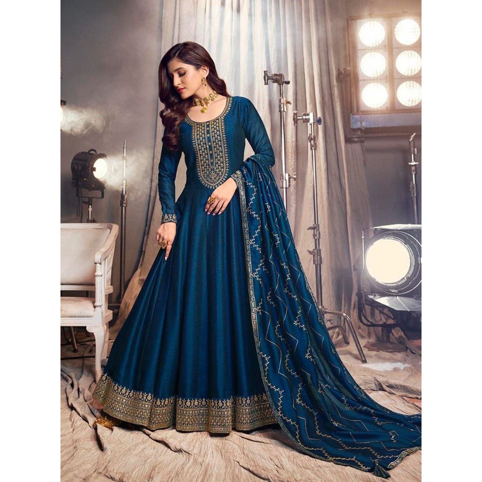 Art Silk - Anarkali Dress Salwar Kameez - Indian Dress - C854A | Fabricoz  USA