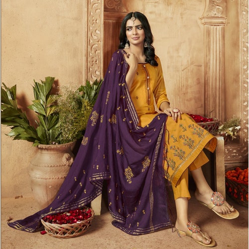 Heavy Khadi Cotton With Embroidery Work Suit Designer Women Salwar Kameez