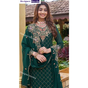 Pakistani Indian Designer Outfits wear Shalwar Kameez Dupatta Dresses Wedding Reception Party Wear Embroidery Stone Work Long Top Pant Suits