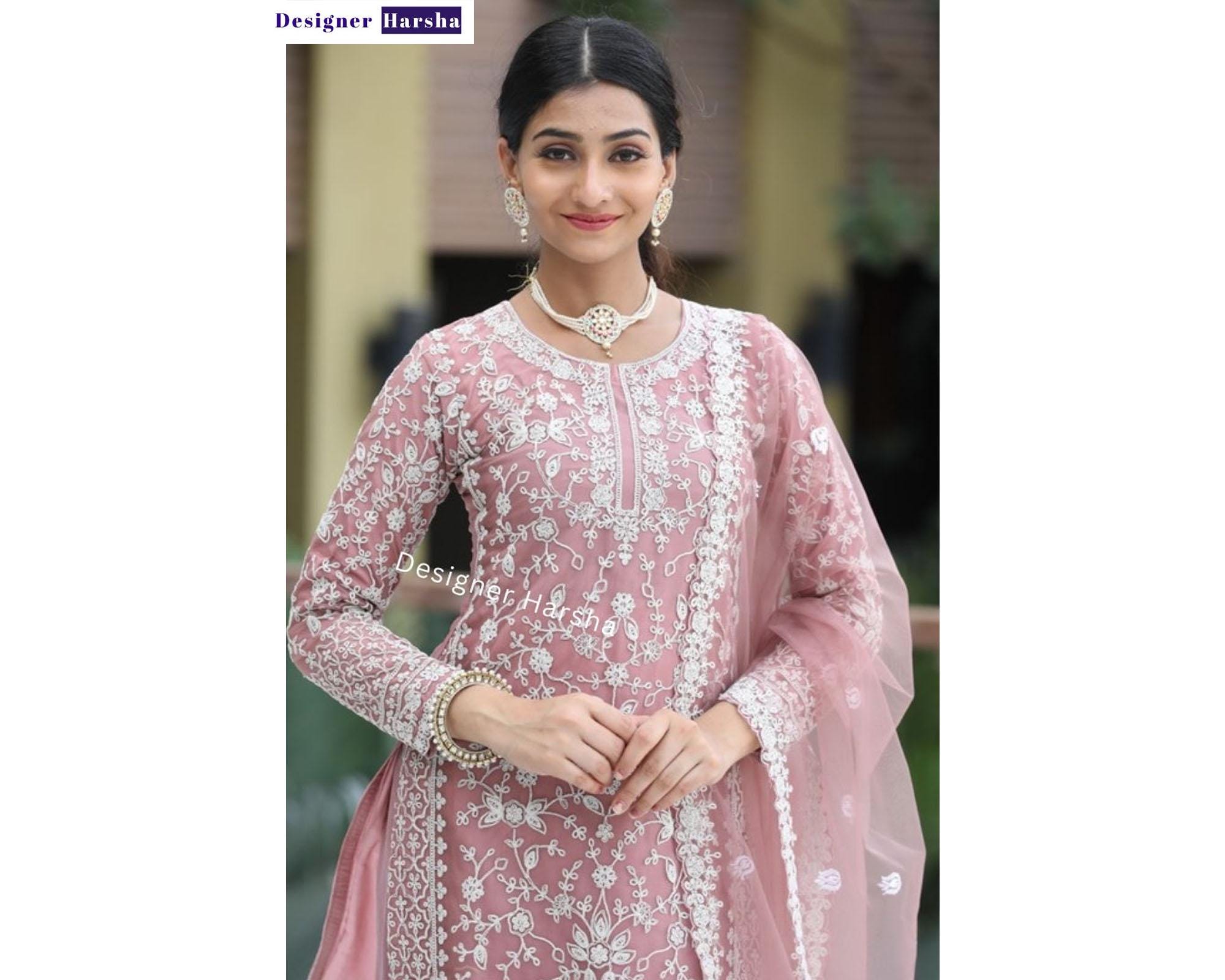 Designer Georgette Kurta Palazzo and Soft Net Dupatta With Embroidery Sequence Worked for Women Designer Sharara Suits For Women Ethnic Wear