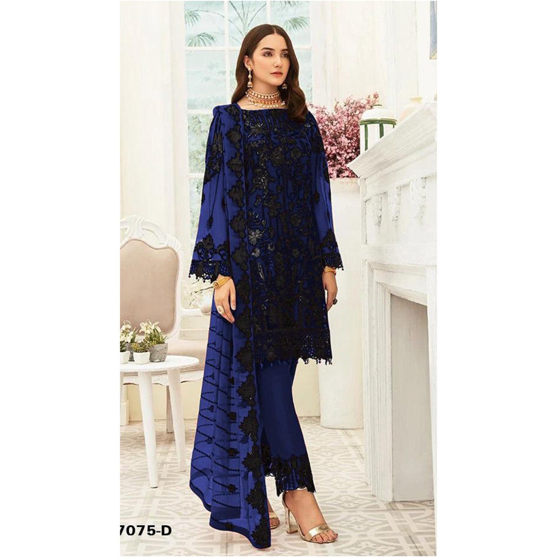 Indian Designer Plazo Pant Suits Stitched Embroidery Worked Etsy