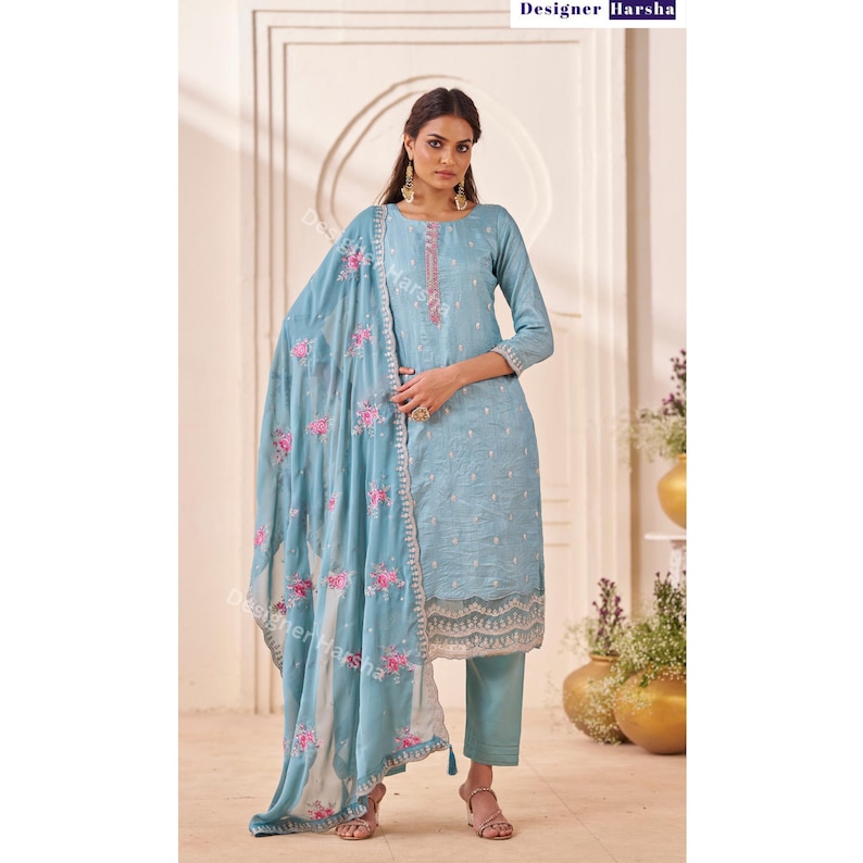 Pakistani Wedding wear Outfit, Silk Salwar Kameez Set, Indian Embroidery Dresses Choice - 1